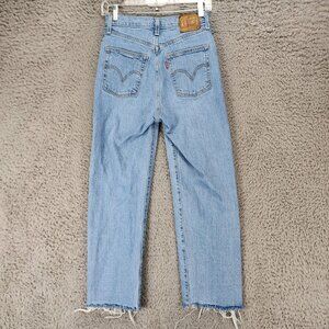 Levis Jeans Womens 26 Blue Premium Big E Stretch Denim Ribcage Straight *Read*